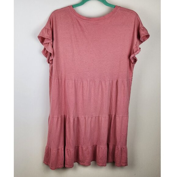 J. Crew Tiered Flutter Sleeve Mini Dress in Broken-In Jersey Pink sz M - Picture 2 of 10